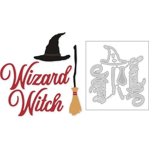 2020 Hot New Halloween Letter Word Wizard Witch Hat Broom Metal Cutting Dies Foil and Scrapbooking For Card Making Cut no stamps