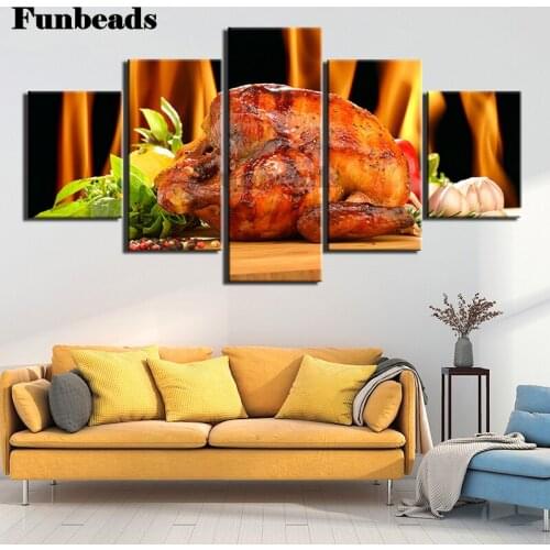 5 diamond painting roast chicken full circle Mosaic 3D embroidered diamond design seascape diamond painting multi-couple FF4055