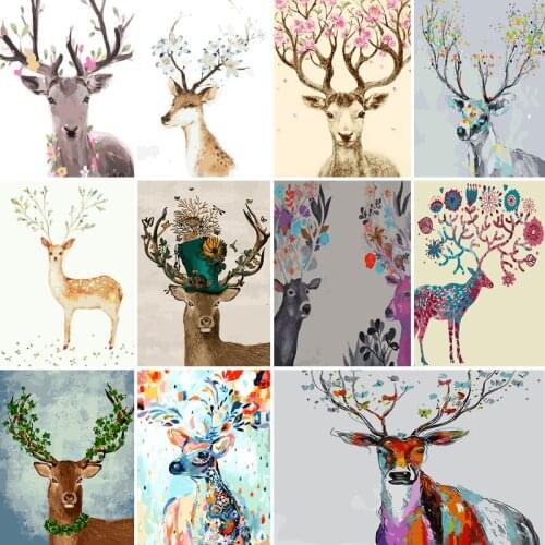 50/65/75CM DIY Painting By Numbers Animals deer Kit Coloring By Numbers Wall Art Picture Acrylic Paint On Canvas Home Decor Gift