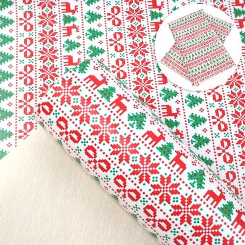 David accessories 20*34 Christmas Tree Faux Synthetic Leather Fabric DIY Bow Sheets Material Home Decoration Crafts,1Yc8320