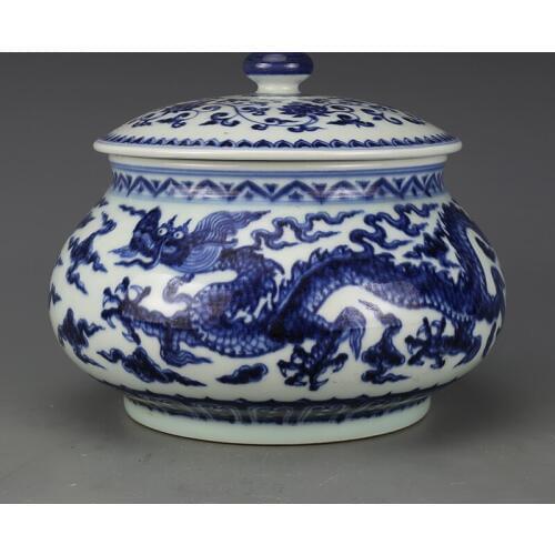 Antique MingDynasty porcelain pot,blue &White cans,Hand-painted crafts,Decoration,Collection&Adornment,Free Shipping