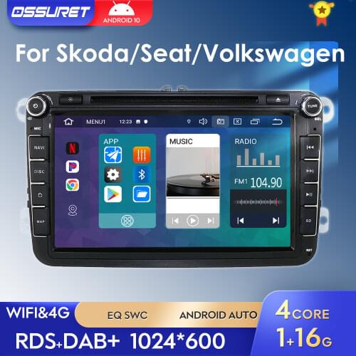 Two Din Car Multimedia Player Android 10 Auto Radio For Skoda/Seat/Volkswagen/VW/Passat b7/POLO/GOLF 5 6 DVD GPS 4 Cores IPS USB
