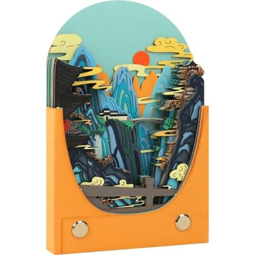 Omoshiroi Block 3D Memo Cube Pad 65Sheets Landscape Painting Note Paper Novelty Diy Notepads Aesthetic Room Decor Accessories