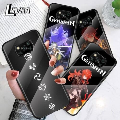Anime Genshin darbe For Xiaomi POCO F3 F2 X3 NFC X2 M2 Pro Tempered Glass Hot New Shell Luxury Cover Phone Case