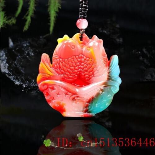 Colour Jade Carp Pendant Necklace Gifts Women Charm Jewelry Carved Jadeite Amulet Chinese Fish Natural Fashion