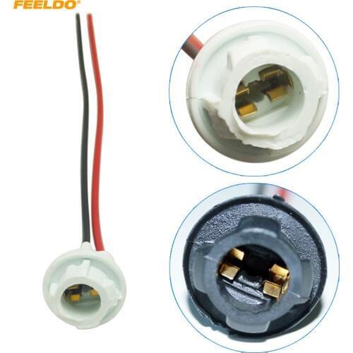 FEELDO 2Pcs White/Black Car T10 194 LED Bulbs Base Holder Adapter Socket Harness Plug For Car Styling #FD-2897
