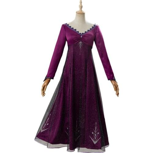Elsa Purple Dress Cosplay Costume Adult Outfit Halloween Carnival Party Fancy Dresses Women Girls