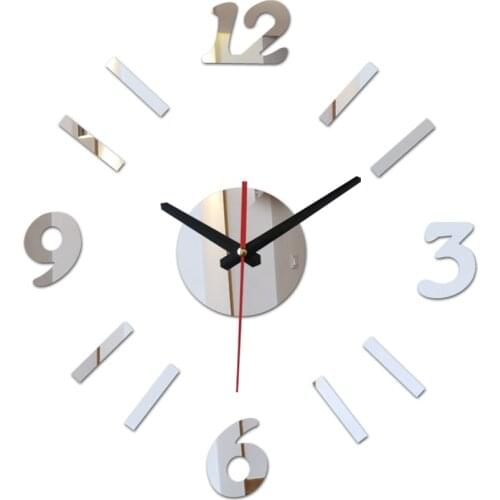 Hot acrylic mirror wall clock 3d diy new clocks reloj de pared horloge watch Living Room Quartz Needle Europe