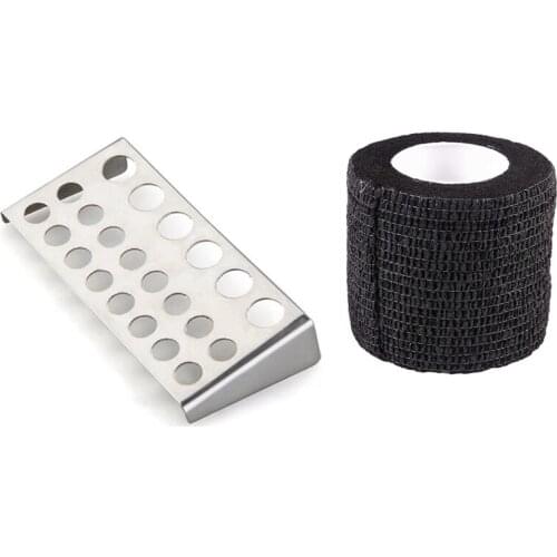 2Pcs Tools: 1 Pcs Tattoo Pigment Ink Cup Caps Holder & 1 Pcs Self Adherent Adhesive Free Grip Wrap Cover Tattoo Handle