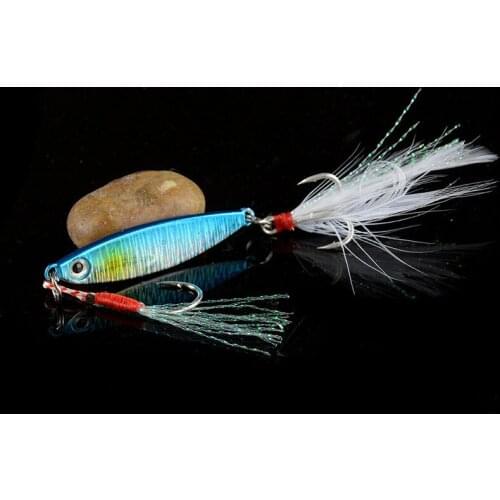 Artificial Jigbait With feather Fishing Lure Hard Bait 3D Eyes Anti-Corrosion High Quality Freshwater Metal Fishing Bait