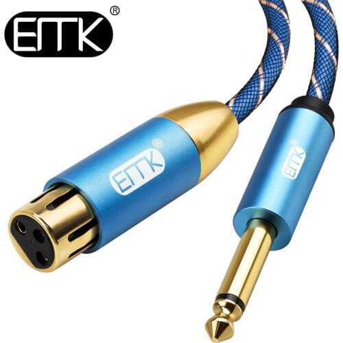 EMK Mono 6.35mm1/4'' to XLR(Female) 3-Pin Audio Cable Microphone Speaker Mixer XLR to 6.5mm 1/4in 1m 2m 3m Balance Cable