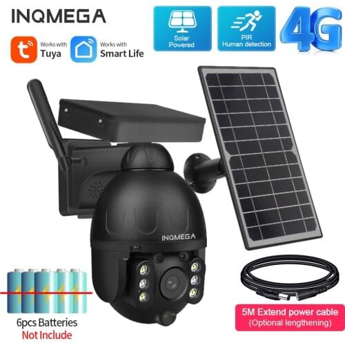 INQMEGA Tuya Low power 1080P HD Solar camera 4G Wifi Dual audio Voice Intrusion Alarm Solar Panel Cam Split Waterproof Camera