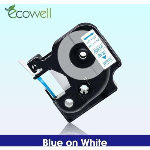 Ecowell 9mm*7m 40914 label tape Cassete Compatible for Dymo LabelManager Writer Maker 280 160 d1 40914 Blue on White cartridge