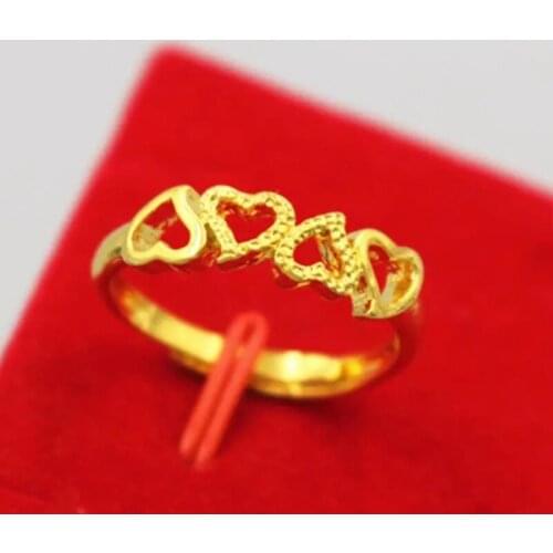 Brass Plating 24K Gold Jewelry Lady Love Heart Crown Ring Fashion Adjustable Marry Ring Charm Jewelry Wholesale