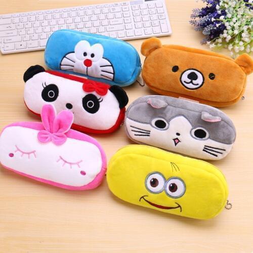 1pc Fashion Cartoon Velvet Plush Pouch Storage Purse Pencil Case Pen Bag Wallet Stationery Pencilcase Makeup Cosmetic Handbag