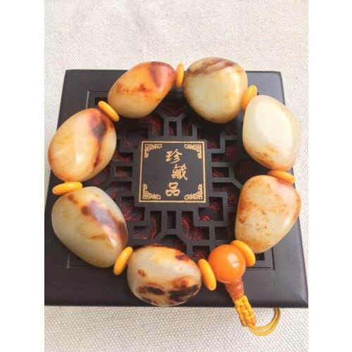 Natural raw hetian jade bracelet bangle hand-carved jadite jade beads bracelets for men jade jewelry real jade gift