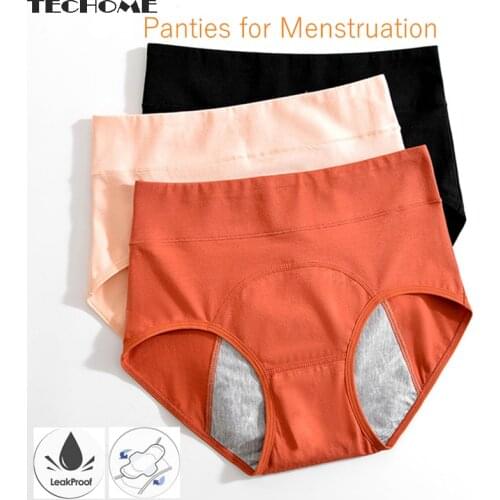 High Waist Menstruation Underwear Women Cotton Antibacterial Menstrual Period Pants Leakproof Sanitary Pants Menstruales