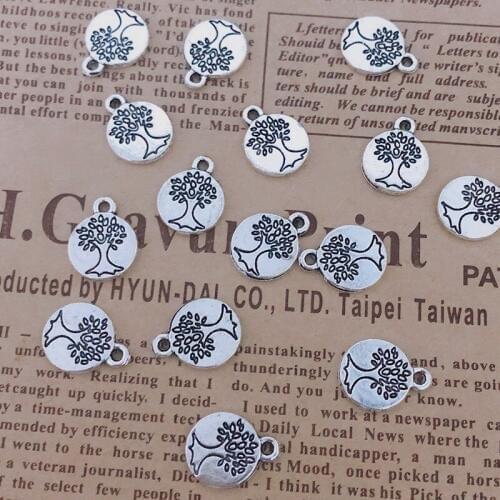 Wholesale 30pcs Charms Peace tree 15x12mm Tibetan Silver Plated Pendants Antique Jewelry Making DIY Handmade Craft