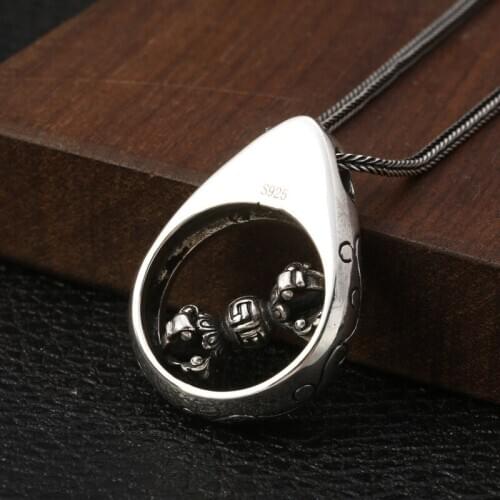 Wholesale S925 Sterling Silver Rotating Back Pattern Pendant Men And Women Fashion Wild Creative Retro Thai Silver Pendant