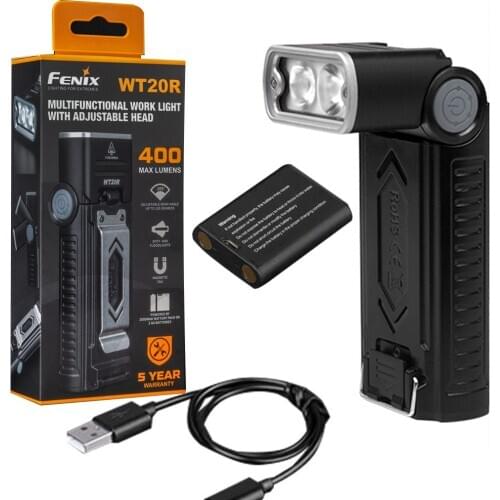 Fenix WT20R 400 Lumen adjustable angle head rechargeable LED flashlight