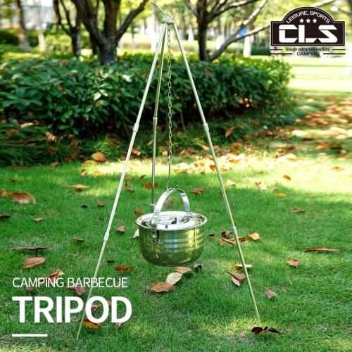 Aluminum Alloy Camping Barbecue Cooking Hanging Pot Collapsible Tripod Campfire Cookware Boil Water
