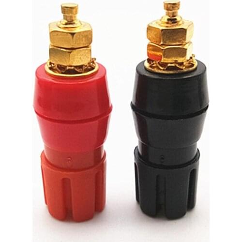 Gold Plated Plum Blossom Singel Terminal Socket 4mm Banana Plug Clip Speaker Amplifier Cable Board Terminals Connector Red Black