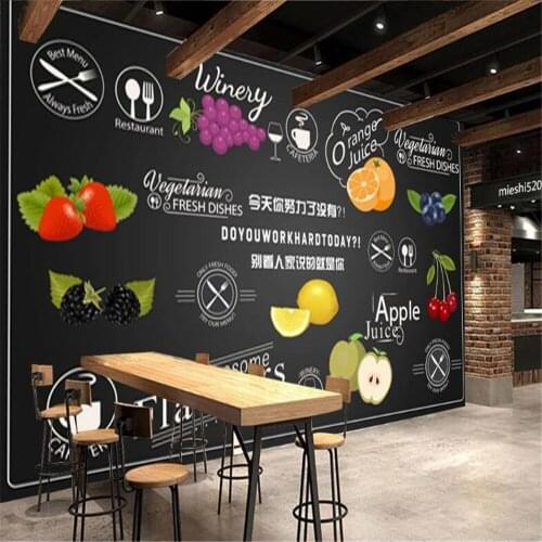 Milofi Professional Custom 3D Wallpaper Mural HD Summer Restaurant Fruit Drink Background Wall