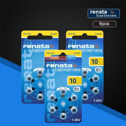 Renata 6pcs/1pack 1.45V Renata Maratone Plus Size ZA10 PR70 Zinc Air Battery