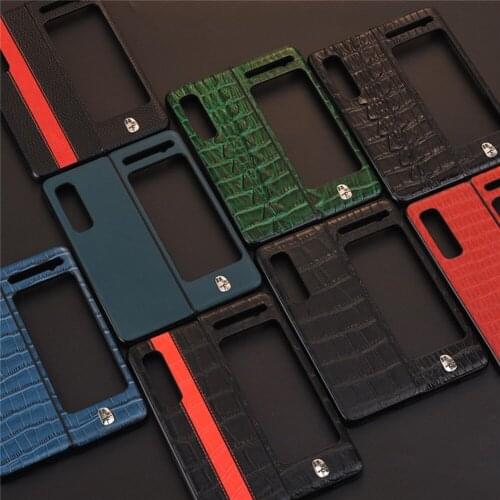 Luxury Leather Phone Case Shockproof Protective Back Cover Shell for Samsung W20/Fold/F9000 Mobile Phone Parts