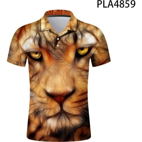 Polo Shirt New Cool Streetwear Tops Summer Short Sleeve Men 3D Printed Leopard Casual Shirts Fashion Camisas Polo Homme Ropa