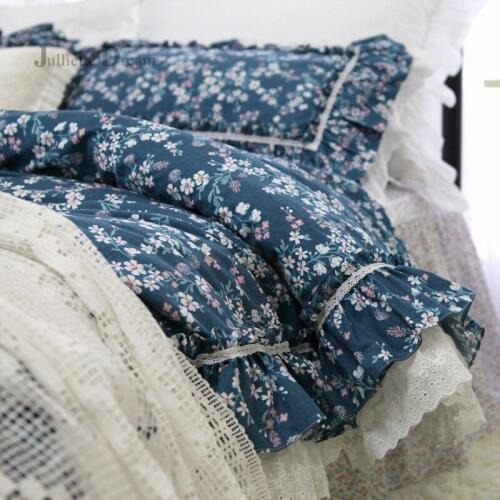 Super Romantic ruffle bedding set European Luxury print bedding bed set king size bedding set Elegant duvet cover set bed sheet