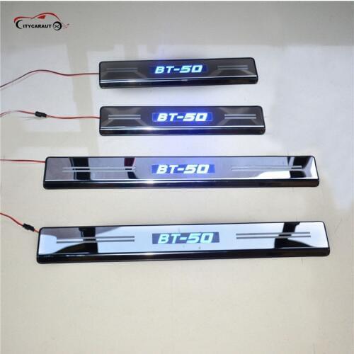 For MAZDA BT50 BT-50 2009 2010 2011 2012 2013 2014 2015 2016 blue led light car door cover plate outside threshold pedal 4pcs
