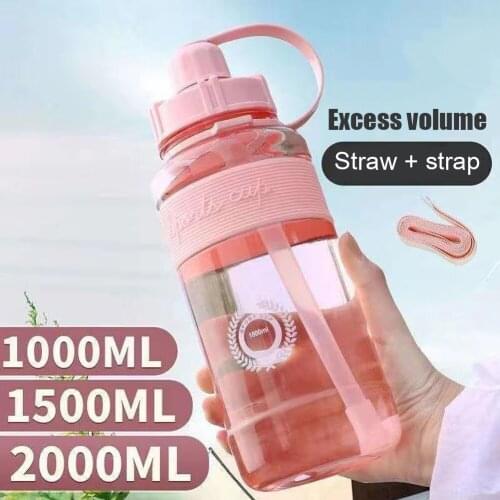 1000/1500/2000ml Large Capacity Sports Water Cup Women Summer Outdoor Portable Plastic Water Bottle Coffee Juice Water Bottle