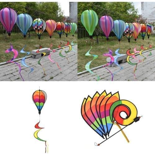 Hot Air Balloon Rotating Wind Strip Windmill Outdoor Hanging Rainbow Park Attractions Decoration Pinwheel Kindergarten Ornaments