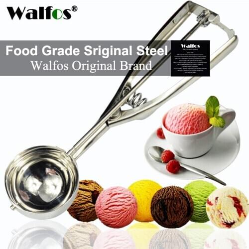 WALFOS 4CM 5CM 6CM Kitchen Ice Cream Mash Potato Scoop food grade Stainless Steel Spoon Spring Handle Kitchen Accessories