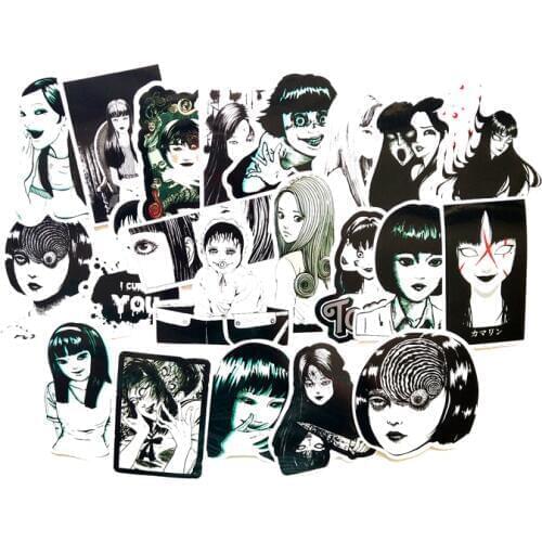 21pcs Junji Itou TOMIE Whirlpool fans anime vintage paster cosplay funny decal scrapbooking diy toy sticker phone laptop