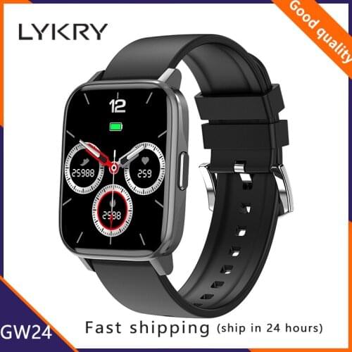 LYKRY GW24 Women Smart Watch Men 1.69inch Screen IP68 Waterproof Watches Wristband Heart Rate Blood Pressure For Android ios