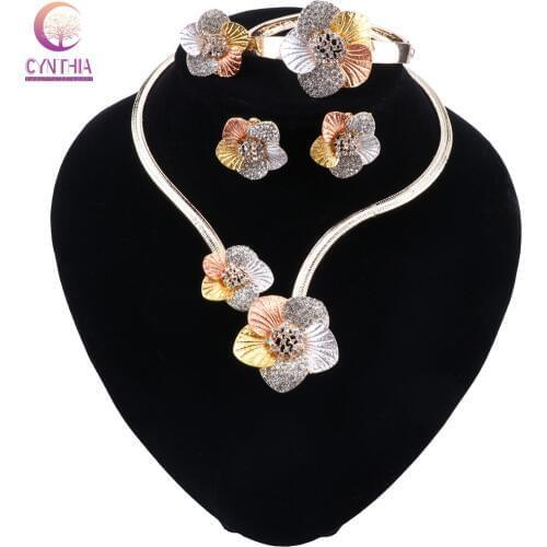 CYNTHIA Women Jewelry Sets Gold color Fashion Statement Necklace Dubai Bridal Fashion Party Wedding African Beads Accessories