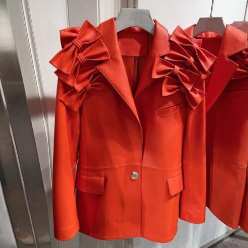 Sweat Ladies' Genuine Leather Blazer Cute Girl Real Lambskin Jacket