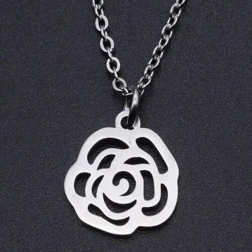 Rose Stainless Steel Charm Necklace for Women Accept OEM Order Dropshipping Wholesale Fashion Jewelry Necklaces