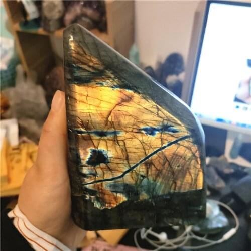 1-2kgs Natural Crystal Moonstone Raw Gemstone Ornament Polished Quartz Labradorite Handicraft Decorating Stone Healing Gifts