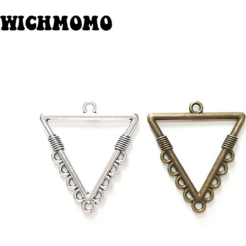 2019 New 10pieces 32*28mm Zinc Alloy Bronze Triangle Earrings Porous Connector Charms Linker for DIY Jewelry Accessories