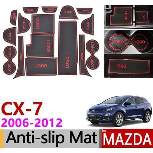 Anti-Slip Gate Slot Mat Rubber Coaster for Mazda CX-7 2006 2007 2008 2009 2010 2011 2012 CX7 CX 7 Accessories Car Stickers 16Pcs