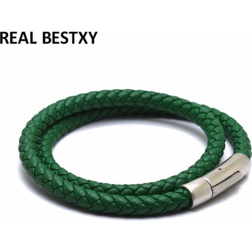 5pcs/lot custom logo Trendy Leather Bracelets Men Stainless Steel Multilayer Braided Rope Bracelets for Male Female Bracelets