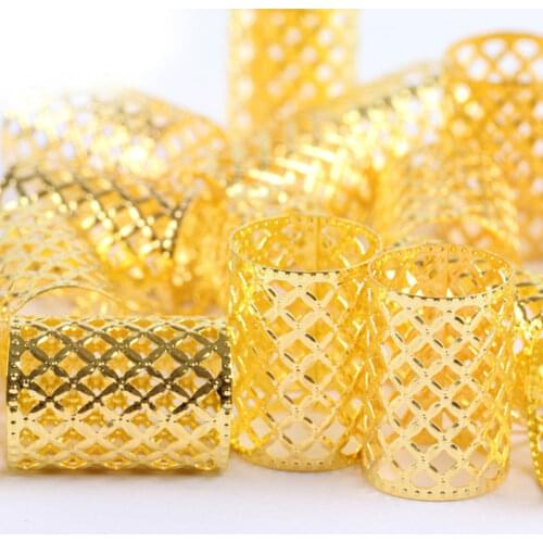 20Pcs/Lot Golden/Silver Hair Dread Braids Dreadlock Beads Adjustable Cuff Clip Approx 15mm Hole Large Ring Hair Ring
