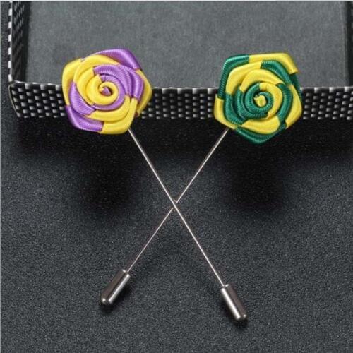 50Pcs New Colorful Man Groom Boutonniere Cloth Satin Rose Flower men buttonhole Wedding Party Prom Man Suit Corsage Pin Brooch