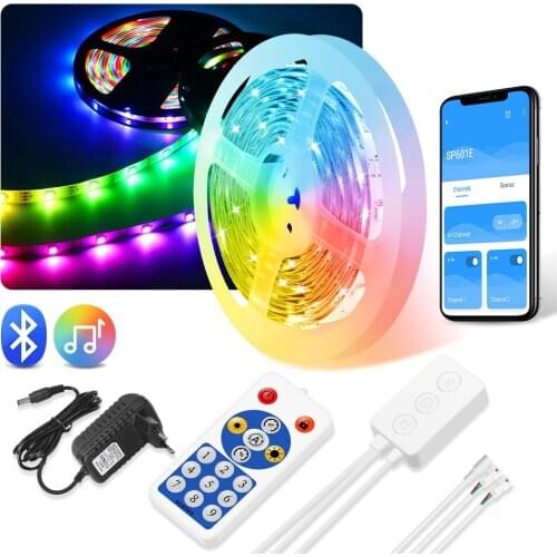 5V WS2812b Bluetooth Smart RGB IC LED Strip Light 5M 10M Individually Addressable Led Light Strip RGB 5050 ws2812 For Home Party