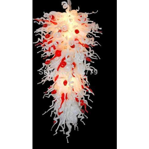 Free Shipping Red and White High Ceiling Wrought Iron Chandelier