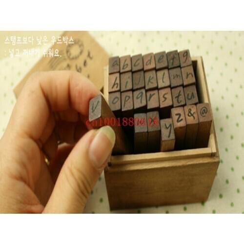 Fedex DHL Free Shipping 28pcs/set Wooden Stamps AlPhabet letters seal uppercase lowercase wooden stamp ,30sets/lot