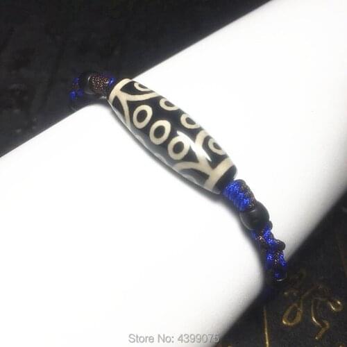 China Tibet 10*30mm 21eyes agate DZI female bracelet handmade woven jewelry rope diamond knot safety knot ladies Free Shipping